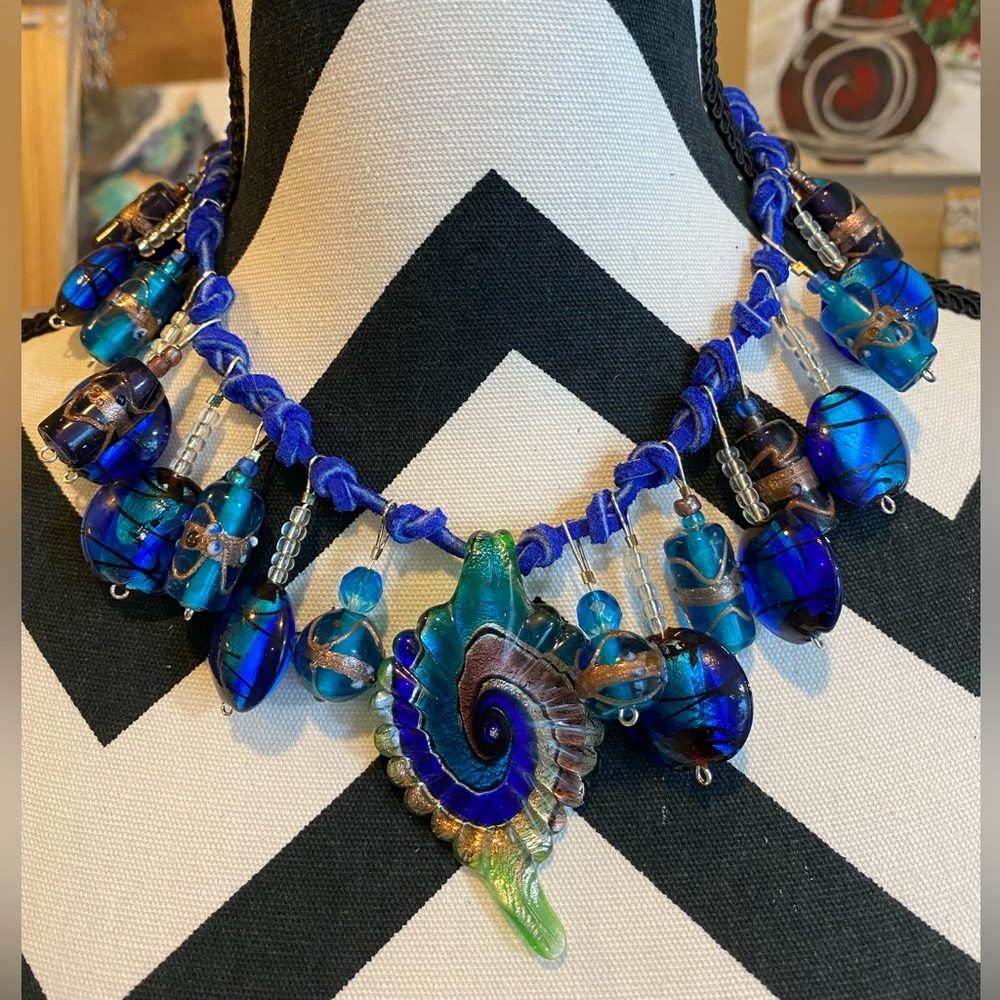 New Handcrafted Murano Glass Statement Necklace